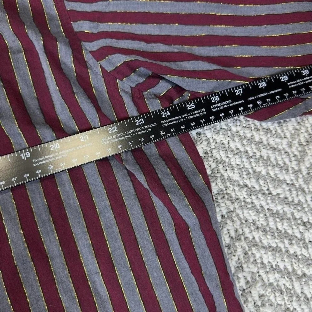 Wrangler Western Striped Button-Up Shirt Burgundy Gray Mens XL‎